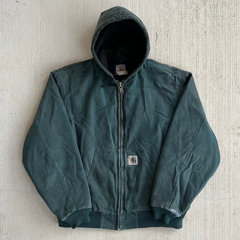 Carhartt J68 HTG green hooded work wear jacket